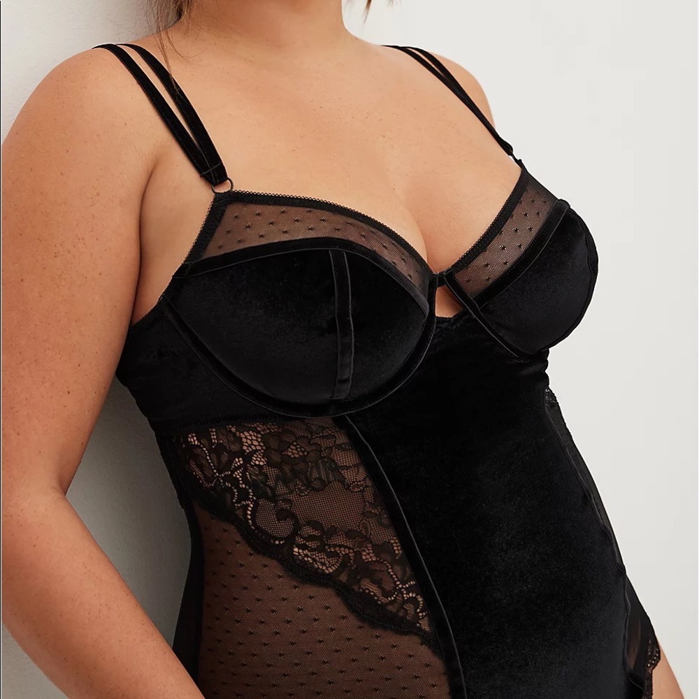 Torrid Velour Lace Underwire Bodysuit